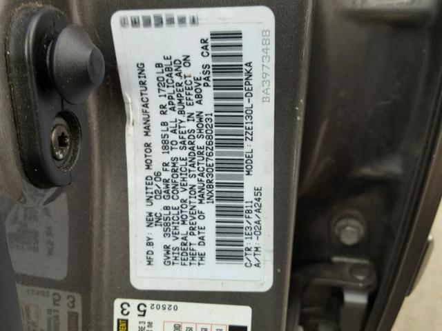 1NXBR30E76Z680231 - 2006 TOYOTA COROLLA CE TAN photo 10