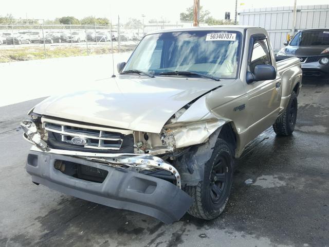 1FTYR10U02TA57527 - 2002 FORD RANGER GOLD photo 2