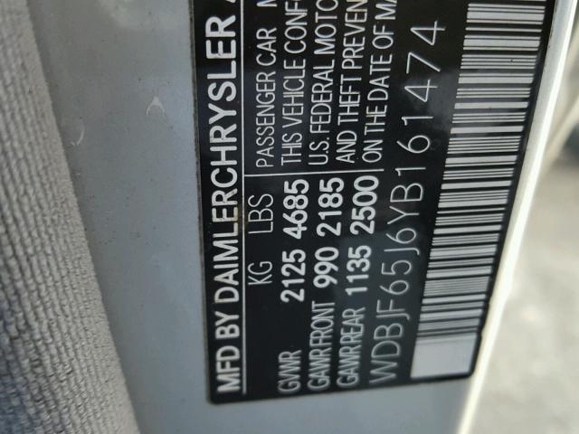 WDBJF65J6YB161474 - 2000 MERCEDES-BENZ E 320 SILVER photo 10