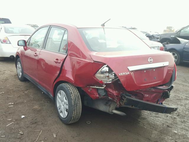 3N1BC1AP9AL383445 - 2010 NISSAN VERSA S RED photo 3