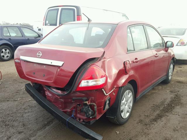 3N1BC1AP9AL383445 - 2010 NISSAN VERSA S RED photo 4