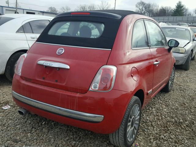 3C3CFFERXDT569957 - 2013 FIAT 500 LOUNGE RED photo 4