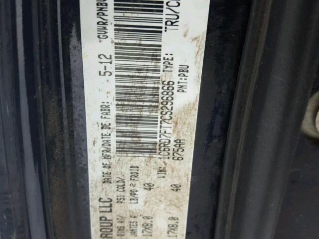 1C6RD7FT7CS296866 - 2012 DODGE RAM 1500 S BLUE photo 10