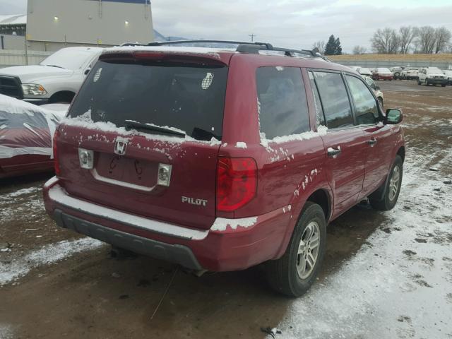 2HKYF18465H501550 - 2005 HONDA PILOT EX RED photo 4