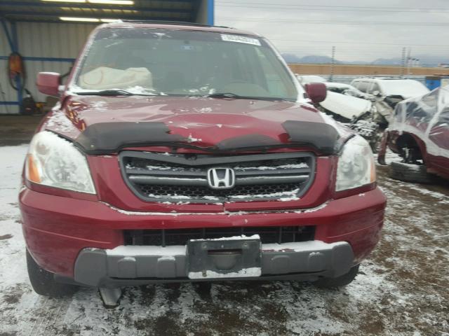 2HKYF18465H501550 - 2005 HONDA PILOT EX RED photo 9