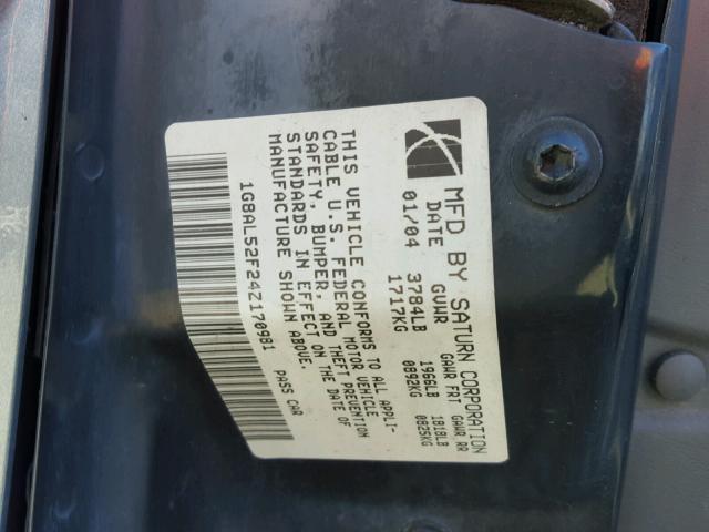 1G8AL52F24Z170981 - 2004 SATURN ION LEVEL GRAY photo 10