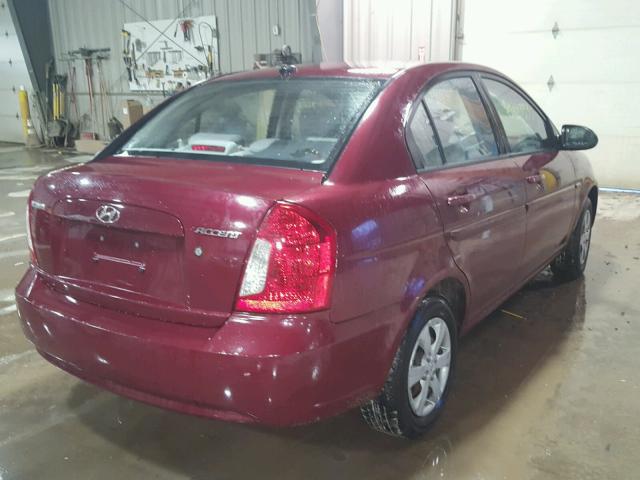 KMHCN46C58U231709 - 2008 HYUNDAI ACCENT GLS RED photo 4