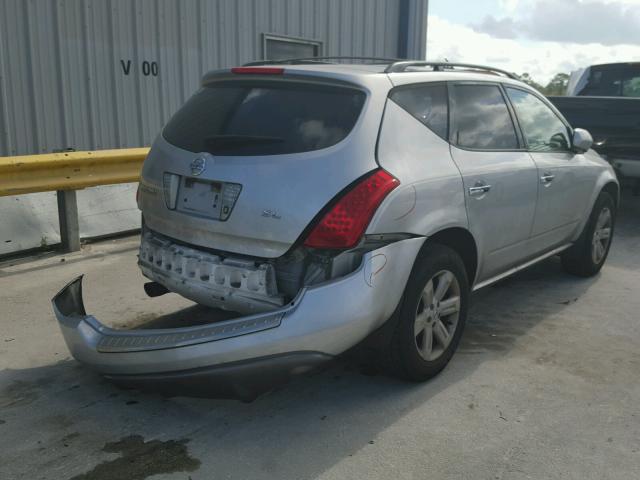 JN8AZ08T26W421625 - 2006 NISSAN MURANO SL SILVER photo 4