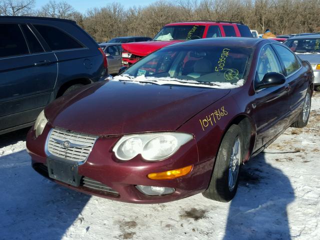 2C3HE66G62H141671 - 2002 CHRYSLER 300M BURGUNDY photo 2