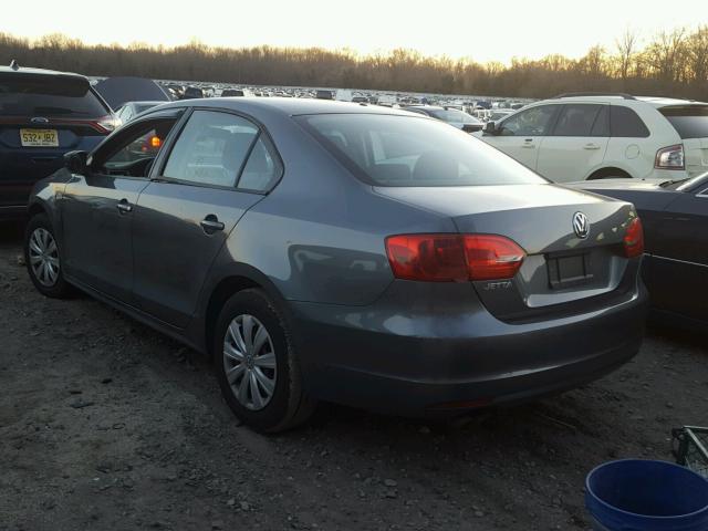 3VW1K7AJ6EM366111 - 2014 VOLKSWAGEN JETTA BASE GRAY photo 3