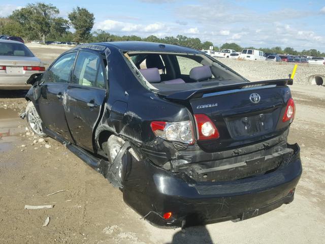 2T1BU4EE7AC245135 - 2010 TOYOTA COROLLA BA BLACK photo 3