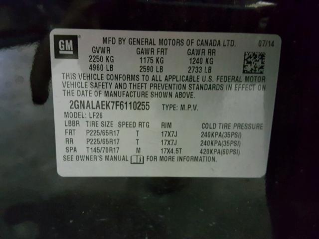 2GNALAEK7F6110255 - 2015 CHEVROLET EQUINOX LS BLACK photo 10