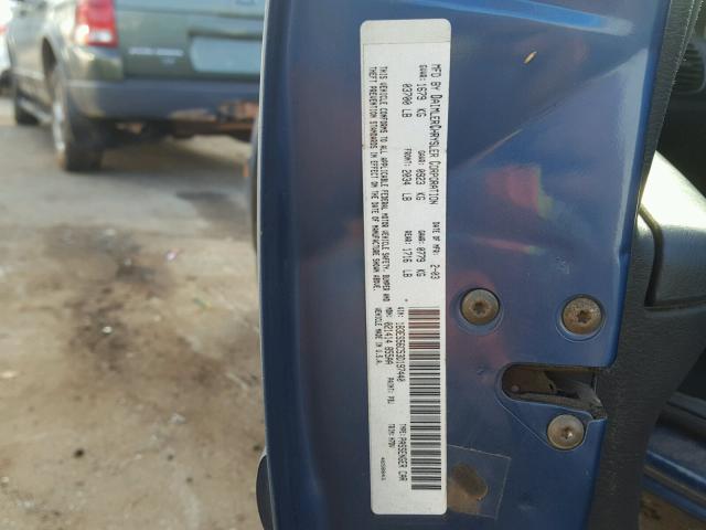 1B3ES56C53D197440 - 2003 DODGE NEON SXT BLUE photo 10