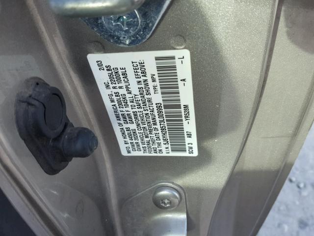 5J6YH28573L009993 - 2003 HONDA ELEMENT EX SILVER photo 10