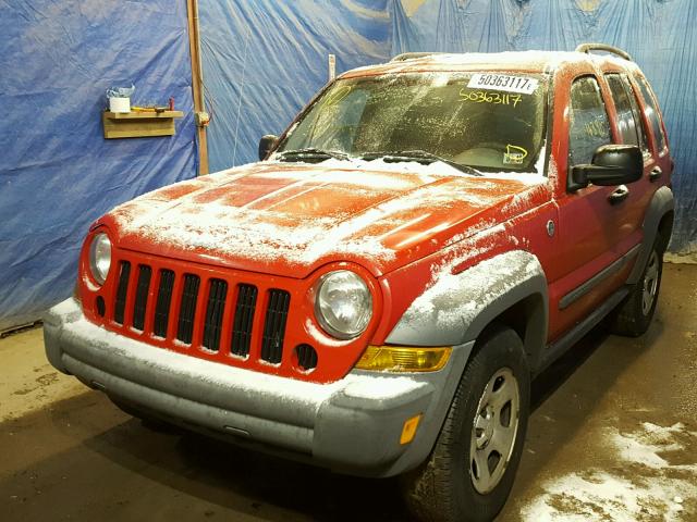 1J4GL48K45W544423 - 2005 JEEP LIBERTY SP RED photo 2