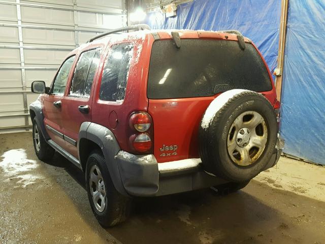 1J4GL48K45W544423 - 2005 JEEP LIBERTY SP RED photo 3