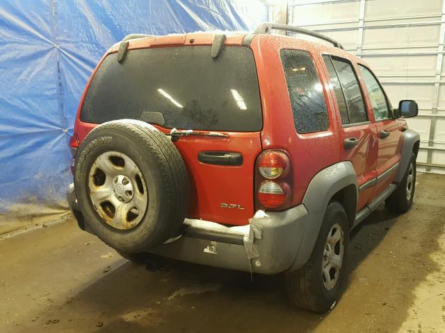 1J4GL48K45W544423 - 2005 JEEP LIBERTY SP RED photo 4