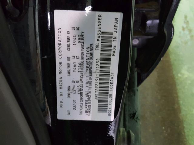 JM1TA221911711252 - 2001 MAZDA MILLENIA BLACK photo 10