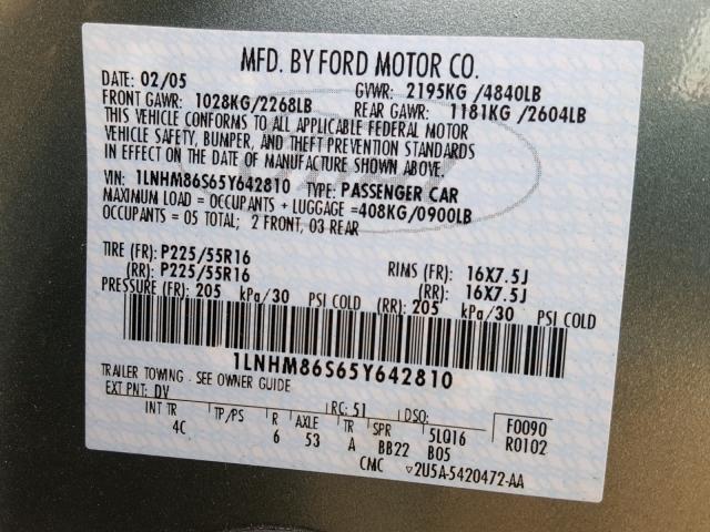 1LNHM86S65Y642810 - 2005 LINCOLN LS GREEN photo 10