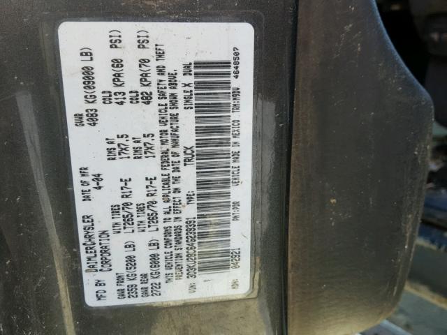 3D3KU28C64G239391 - 2004 DODGE RAM 2500 S Boz foto 10