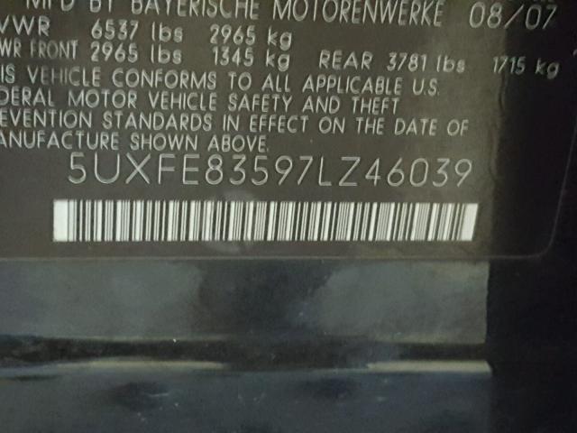 5UXFE83597LZ46039 - 2007 BMW X5 4.8I BLACK photo 10