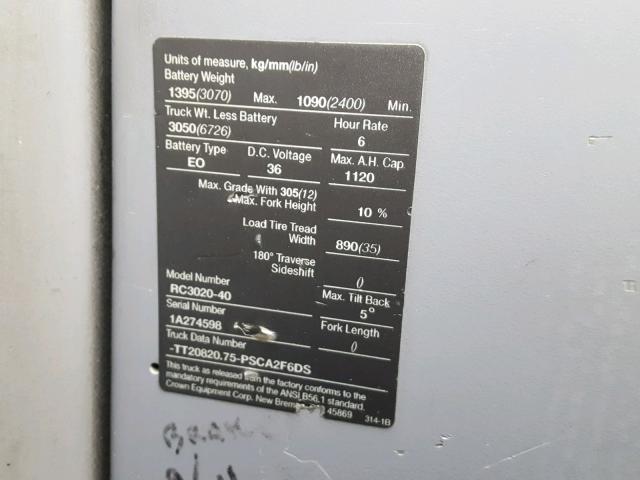 1A274598 - 2004 CROW FORKLIFT Қоңыр фото 10