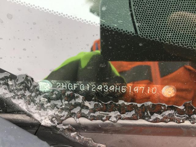 2HGFG12939H519710 - 2009 HONDA CIVIC EXL BLACK photo 10