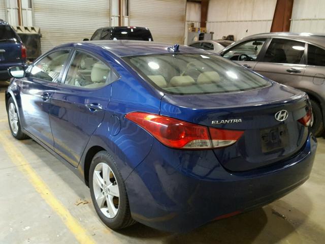 KMHDH4AE5DU593621 - 2013 HYUNDAI ELANTRA GL BLUE photo 3