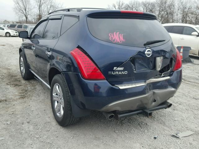 JN8AZ08W76W518524 - 2006 NISSAN MURANO SL BLUE photo 3