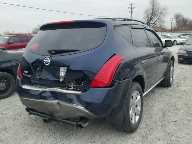 JN8AZ08W76W518524 - 2006 NISSAN MURANO SL BLUE photo 4