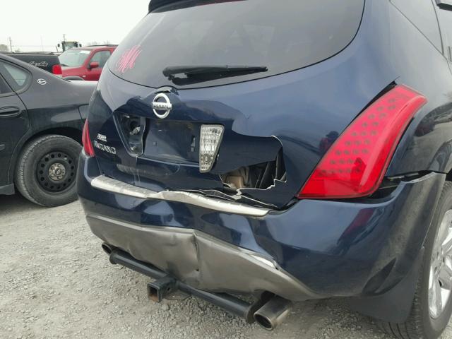 JN8AZ08W76W518524 - 2006 NISSAN MURANO SL BLUE photo 9