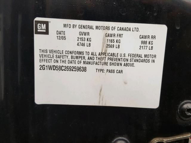 2G1WD58C269259638 - 2006 CHEVROLET IMPALA SUP 黑色 照片 10