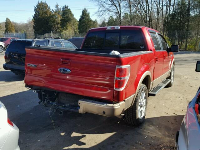 1FTFW1CT5BFB37651 - 2011 FORD F150 SUPER RED photo 4