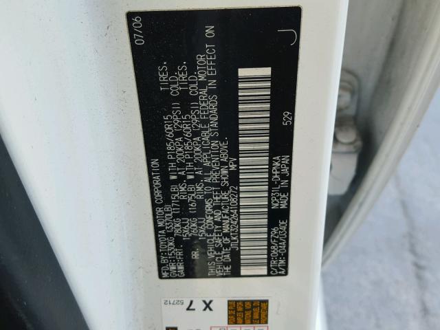 JTLKT324264108272 - 2006 TOYOTA SCION XB 白色 照片 10