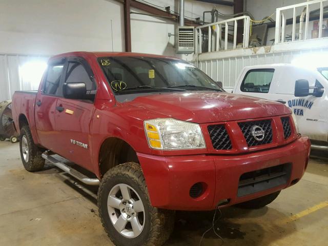 1N6BA07A75N535550 - 2005 NISSAN TITAN XE RED photo 1