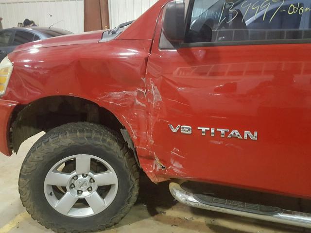 1N6BA07A75N535550 - 2005 NISSAN TITAN XE RED photo 9