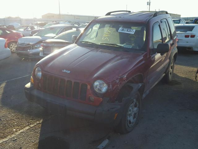 1J4GK48K97W541796 - 2007 JEEP LIBERTY SP RED photo 2