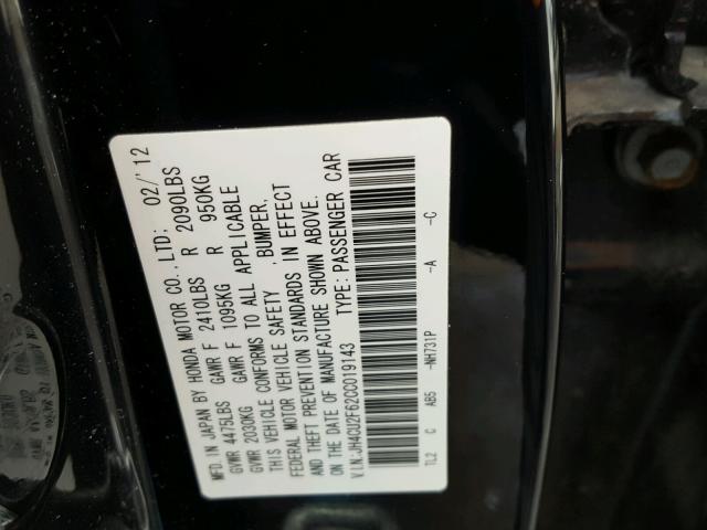 JH4CU2F62CC019143 - 2012 ACURA TSX TECH BLACK photo 10