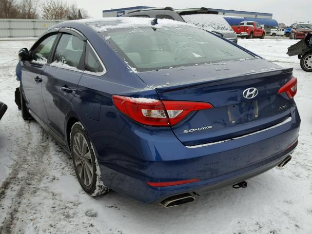 5NPE34AF2FH070960 - 2015 HYUNDAI SONATA SPO BLUE photo 3