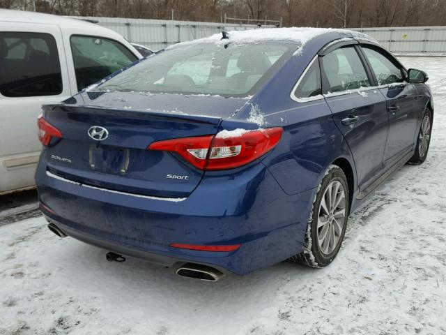 5NPE34AF2FH070960 - 2015 HYUNDAI SONATA SPO BLUE photo 4