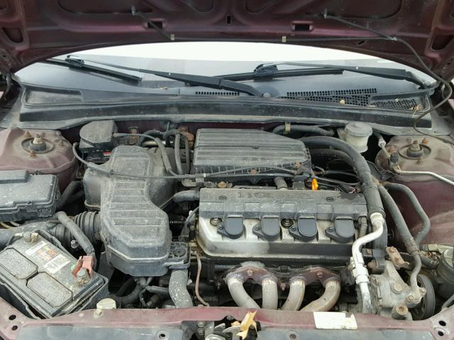 1HGES165X2L023555 - 2002 HONDA CIVIC LX BURGUNDY photo 7