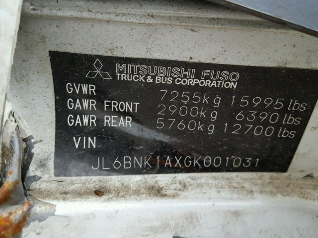 JL6BNK1AXGK001031 - 2016 MITSUBISHI FUSO TRUCK OF FE FEC72S WHITE photo 10