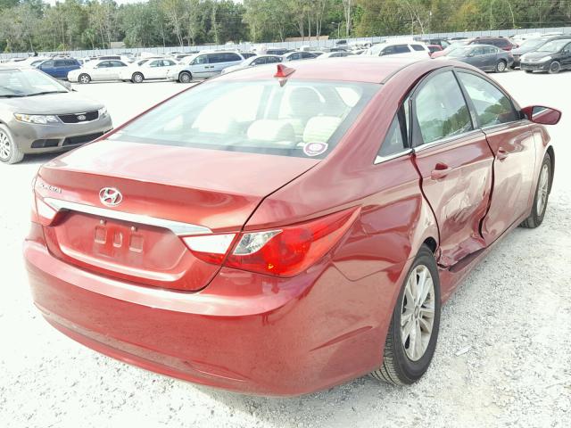 5NPEB4AC0DH730659 - 2013 HYUNDAI SONATA GLS RED photo 4