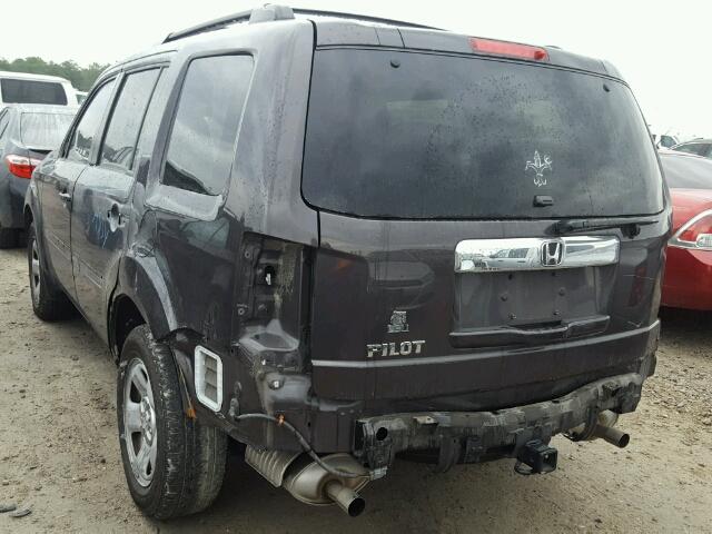 5FNYF3H22DB037504 - 2013 HONDA PILOT LX GRAY photo 3