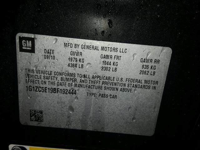 1G1ZC5E19BF192444 - 2011 CHEVROLET MALIBU 1LT 黑色 照片 10