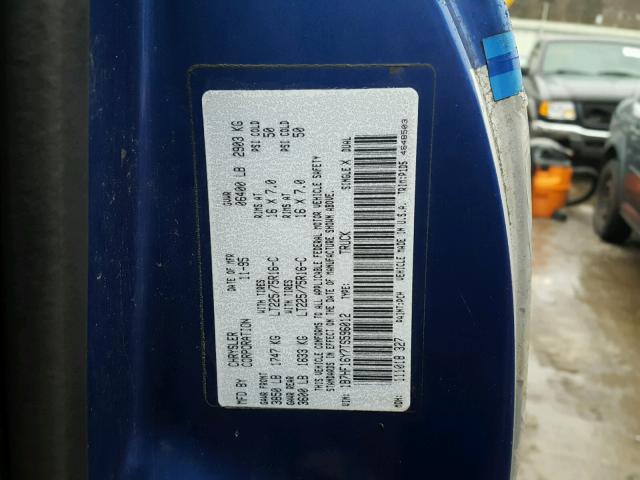 1B7HF16Y7TS596012 - 1996 DODGE RAM 1500 BLUE photo 10