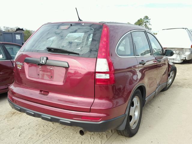 5J6RE3H31AL047847 - 2010 HONDA CR-V LX BURGUNDY photo 4