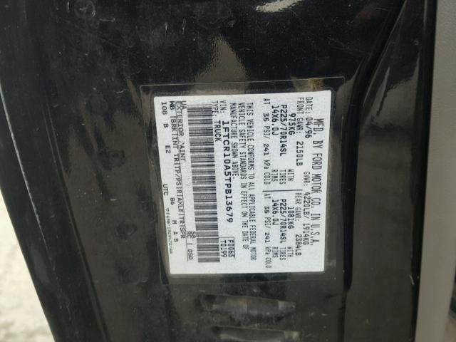 1FTCR10A5TPB13679 - 1996 FORD RANGER BLACK photo 10