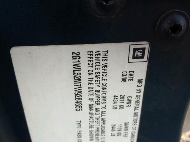 2G1WL52M7W9264855 - 1998 CHEVROLET LUMINA BAS მწვანე ფოტო 10