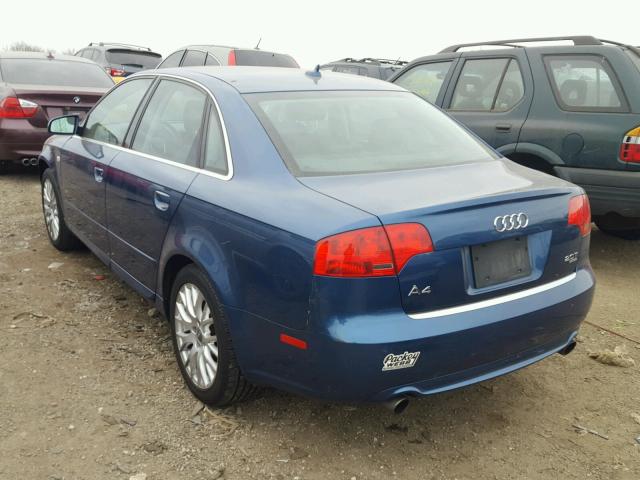 WAUDF78E08A110154 - 2008 AUDI A4 2.0T QU BLUE photo 3